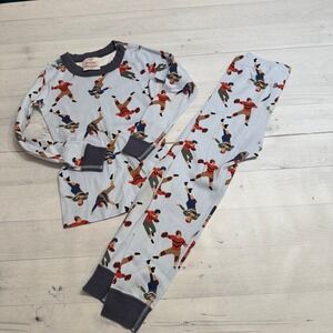 Hanna Andersson boys‎ football touchdown blue  long John pajamas 110/5